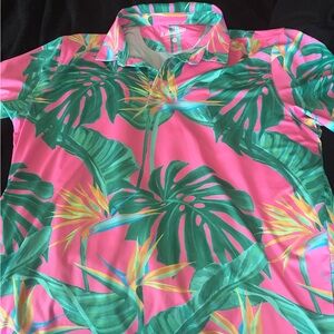 Chubbies Pink and Green Tropical Polo